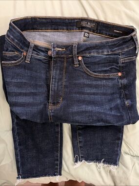 Judy Blue Dark Wash Skinny Jeans with Frayed Hem